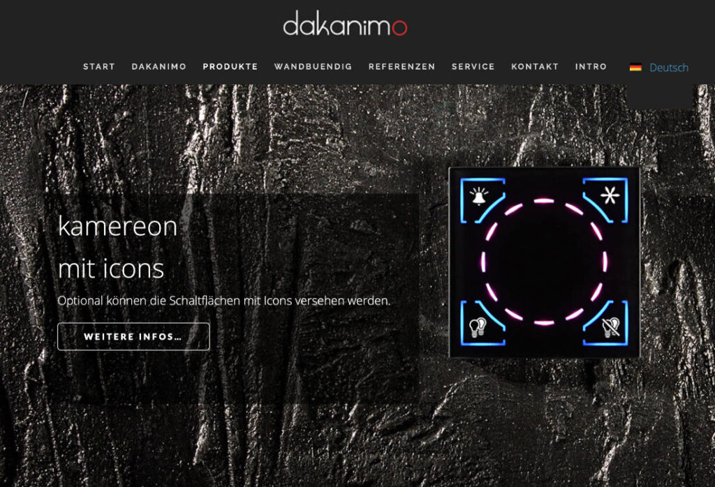 Website für die dakanimo gmbh kamereon mit icons
