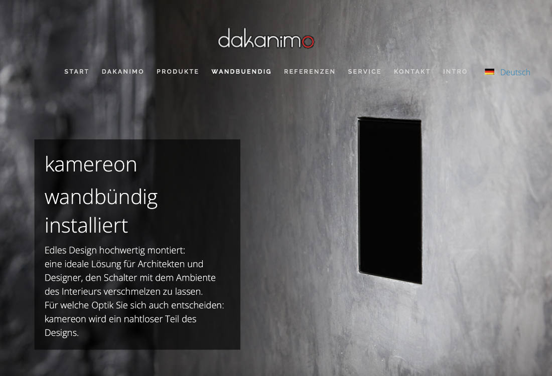 Website für die dakanimo gmbh kamereon wandmontage