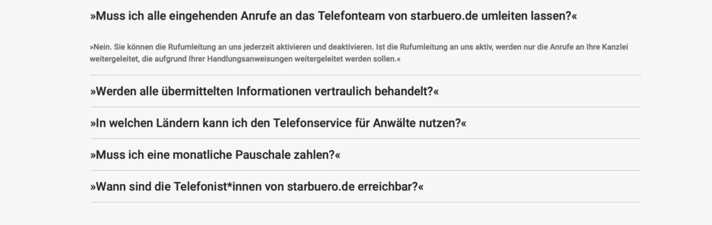 FAQs starbuero als Telefonzentrale